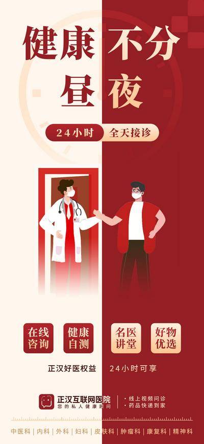 南门网 广告 海报 医疗 会诊 接诊 24小时 营业 互联网医院 白天 黑夜