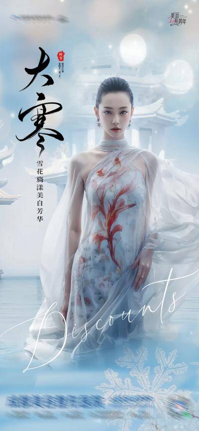 南门网 广告 海报 医美 大寒 节气 人物 高端 质感 创意 医院 美业 整形 塑形 美容 版式 大气 高级 模特 二十四节气 中国传统节气 雪花