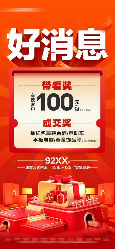 南门网 广告 海报 活动 促销 大字报 创意 房地产 带看奖 成交奖 现金奖 经纪人 抽奖 奖金 红包 到访
