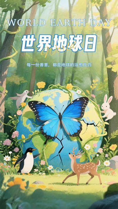 南门网 广告 海报 背景板 时间地球日 主画面 节气 节日 创意 动物 蝴蝶