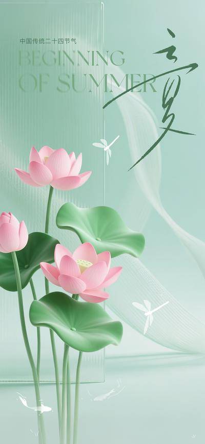 南门网 广告 海报 节气 立夏 清新 唯美 荷花 荷叶