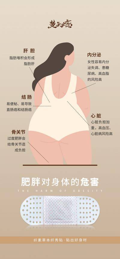 南门网 广告 海报 减脂 减肥 瘦身 贴敷 大健康 形体 穴位 插画