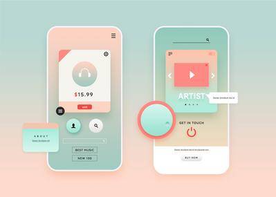 南门网 app 插画 扁平 UI 页面设计页面 扁平手机 插画风 清新风 UI页面设计 国外页面 音乐播放页面 音乐app app页面 扁平 UI设计