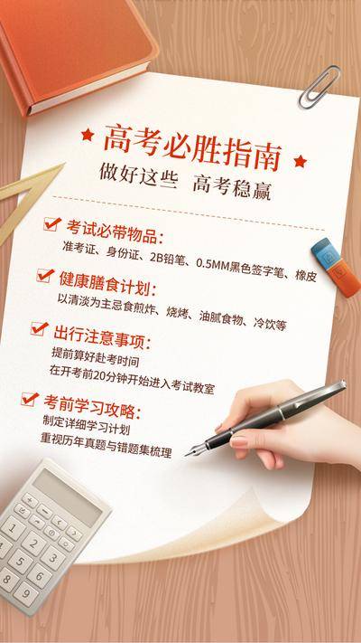 南门网 广告 海报 热点 高考 指南 事项 钢笔 木纹