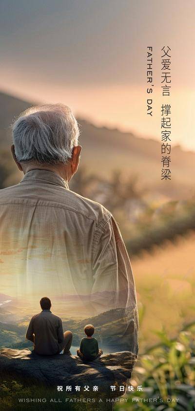 南门网 广告 海报 节日 父亲节 老人 苍老 曝光 剪影