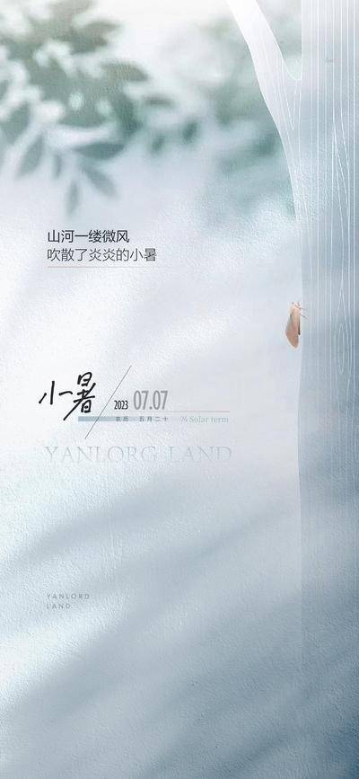 南门网 广告 海报 节气 小暑 蝉 简约 品质