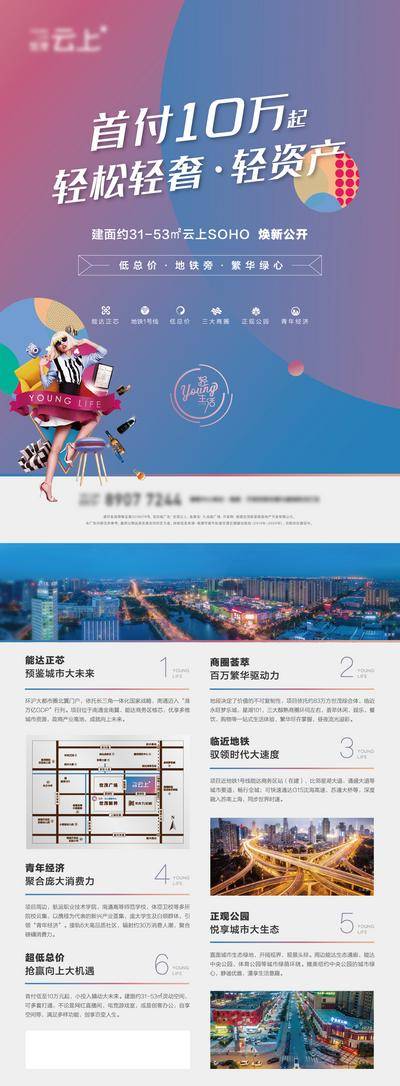 南门网 广告 单页 商业 商铺 公寓 价值 SOHO 调性 渐变 DM 传单