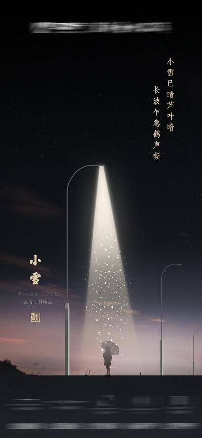 南门网 广告 海报 节气 小雪 地产 黑金 质感 品质 大气