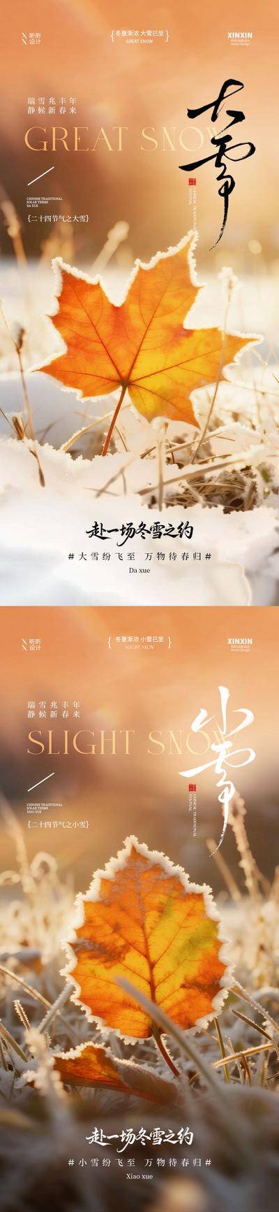 南门网 广告 海报 节气 大雪 小雪 叶子