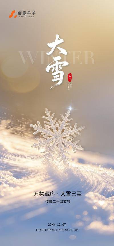 南门网 广告 海报 节气 大雪 小雪 冬天 二十四节气 雪花 冬至 简约