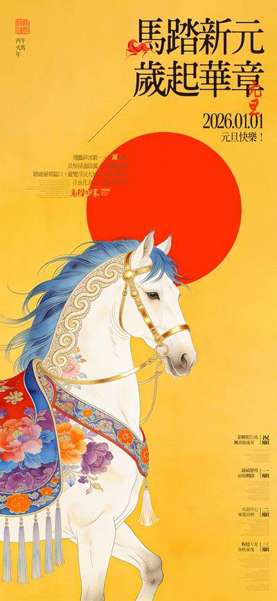 南门网 广告 海报 节日 元旦 马年 新年 春节 2026 中式 生肖