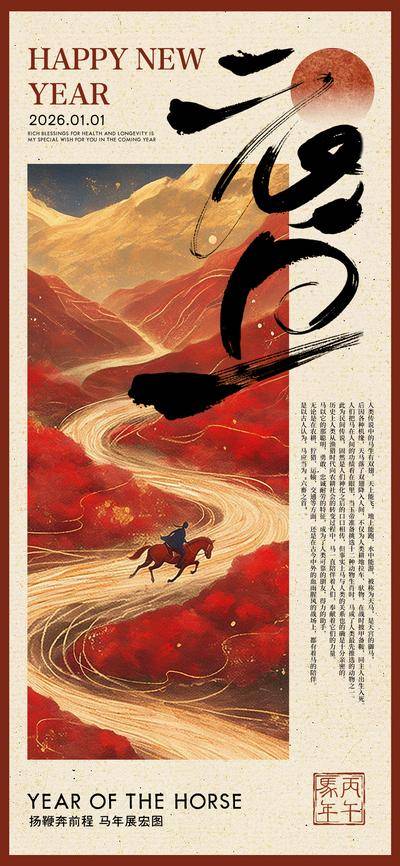 南门网 广告 海报 新年 马年 2026 春节 生肖 元旦