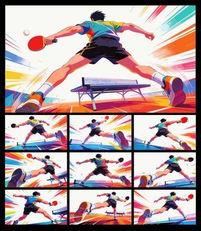 南门网 背景板 插画 活动展板 乒乓球 运动会 体育 比赛 春 潮流
