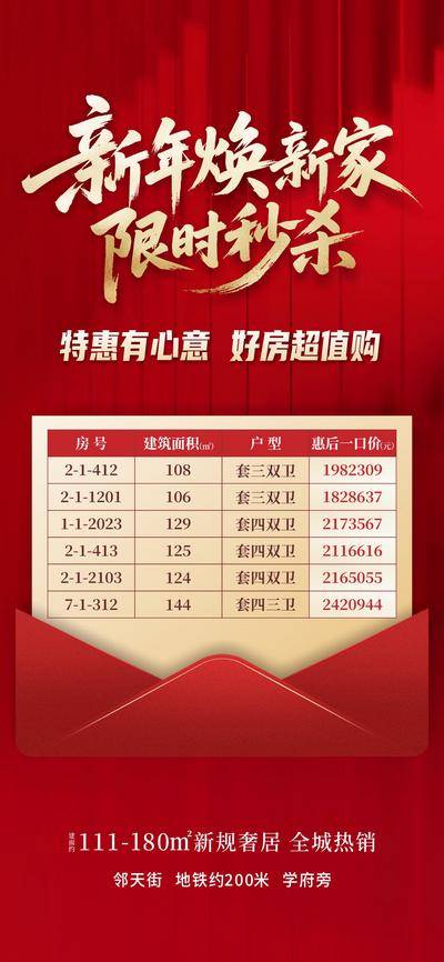 南门网 广告 海报 房地产 特价房 一口价 秒杀 表格 年中大促