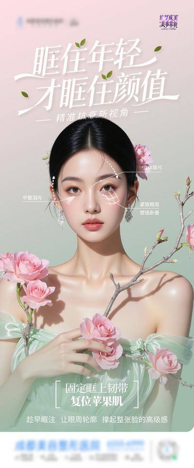 南门网 医美眶周美学眼睛眼周抗衰春天唯美创意海报