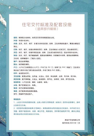 南门网 单页 地产 住宅 交付 标准 精装收楼标准 交付表格