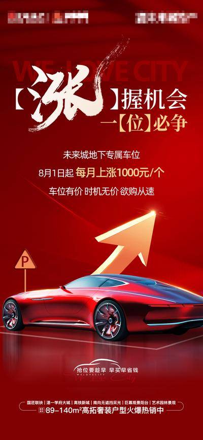 南门网 地产 涨价 海报 车位 车位涨潮 车位升价 升值 保价 涨握机会