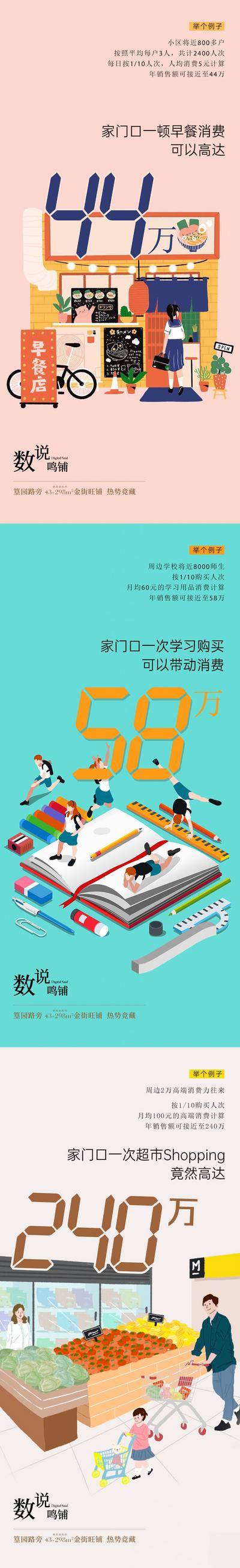 南门网 海报 地产 价值点 商业 商铺 招商 财富 系列 插画 创意