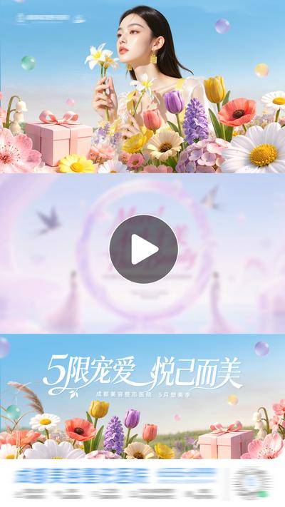 南门网 医美花朵春日花团锦簇唯美视频框