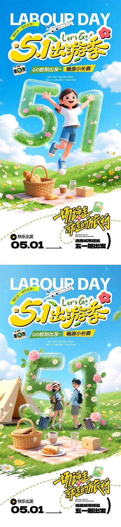 南门网 海报 旅游 公历节日 劳动节 五一 51 出游 露营 小长假 出去玩 放假 出游季