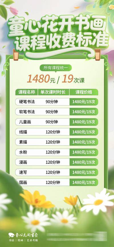 【南门网dcpsd.com】教育 创意 教培 课程 艺术 培训 收费标准 卡项 春天 清新 绿意盎然 春暖花开 花朵