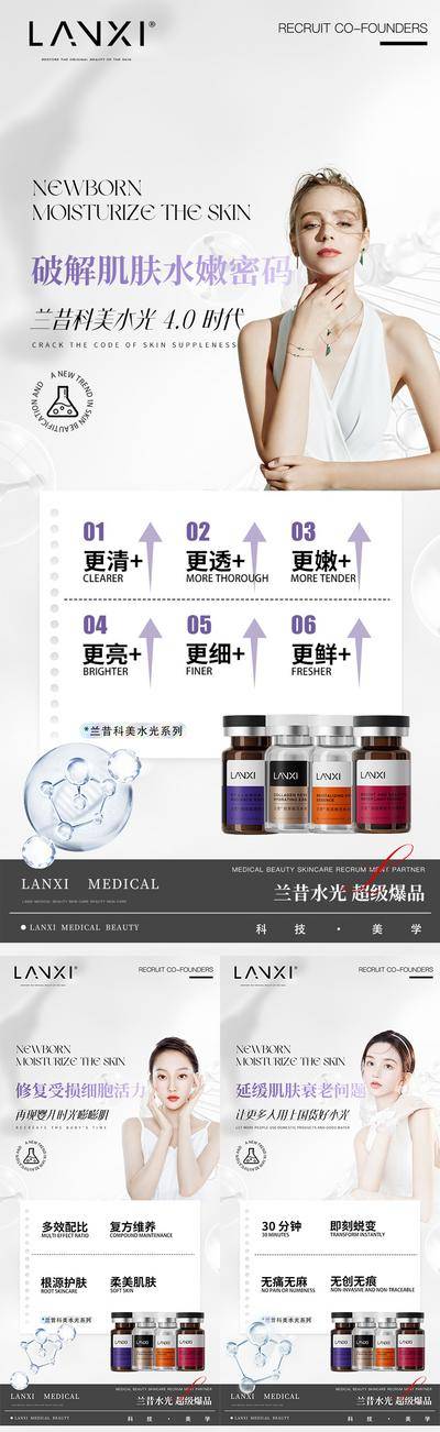 南门网 广告 海报 医美 招商 造势 简约 大气 水光 美业 皮肤管理 微商 创业