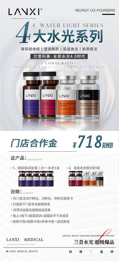 南门网 广告 海报 医美 水光 质感 创意 系列 产品 护肤 精华液 逆龄 胶原蛋白 嫩肤
