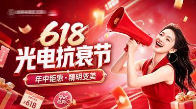 南门网 广告 海报 电商 618 医美 活动 质感 创意 年中钜惠 抗衰 主KV banner 电商主图 礼盒 优惠 变美 卡券 金币 限时抢购 热闹 冲击力 喇叭 立体 模特 时尚 整形 美业 微整 美容 版式 大气